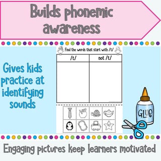Beginning Sound Sort Worksheets and Interactive Notebook Pages | Pre-K and Kindergarten Phonics - image 3 of 4