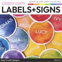 WATERCOLOUR PAINT Classroom Labels + Signs Pack | Rainbow Classroom Decor - thumbnail 1 of 4