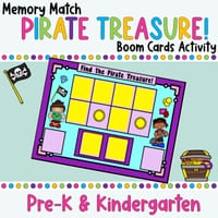 Pirate Treasure Memory Match Boom Cards | Pre-K and Kindergarten Executive Function Skills