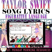 Taylor Swift Figurative Language Song Lyrics - Figurative Language Activity for Upper Primary