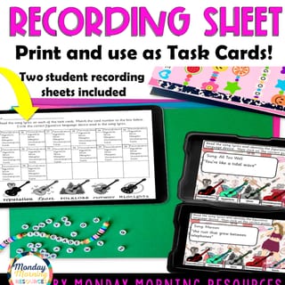 Taylor Swift Figurative Language Song Lyrics - Figurative Language Activity for Upper Primary - image 6 of 6