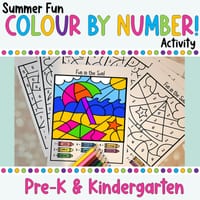 Summer Fun Colour By Number Activity | Pre-K and Kindergarten Number Recognition & Pencil Skills - thumbnail 1 of 4