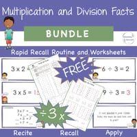 3 Multiplication Division Facts Math Warm Up & Worksheets Time Tables Revision Rapid Recall Routine