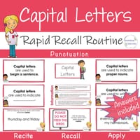 CAPITAL LETTERS Basic Punctuation Marks Literacy Review Activity | WARM UP