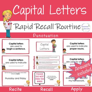 CAPITAL LETTERS Basic Punctuation Marks Literacy Review Activity | WARM UP - image 1 of 4