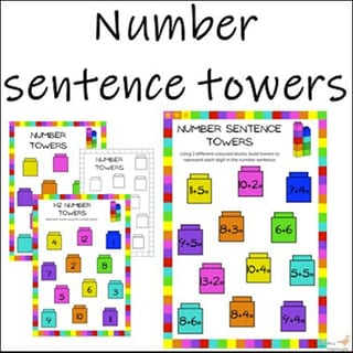 Number sentence towers unifix addition editable - image 1 of 4