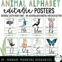 Alphabet Posters Australian Animal Classroom Decor - Editable Alphabet Posters
