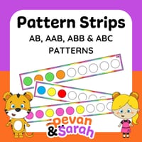 Pattern Strips | 32 Colourful Repeating AB, AAB, ABB and ABC hands-on task cards
