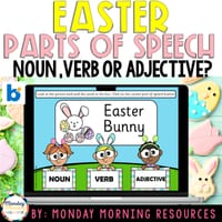 Easter Noun, Verb or Adjective - Easter Parts of Speech Grammar Boom Cards™
