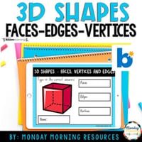 3D Shape Attributes - Faces, Edges & Vertices Geometry Boom Cards™ ACMMG043
