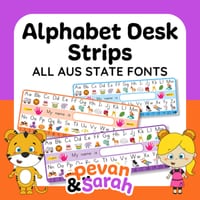 Desk Strips | Alphabet & Numbers Visual Aid | Table Name Plates in All Australian State Fonts - thumbnail 1 of 3