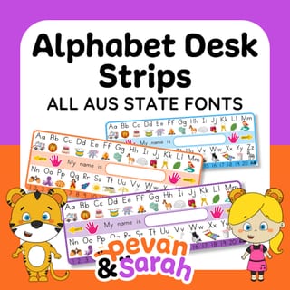 Desk Strips | Alphabet & Numbers Visual Aid | Table Name Plates in All Australian State Fonts - image 1 of 3