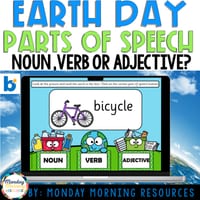 Earth Day Noun, Verb or Adjective - Parts of Speech Grammar Boom Cards™ for Year 2
