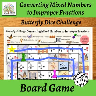 Converting Mixed Numbers to Improper Fractions Butterfly Dice Game - image 1 of 4
