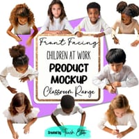 k-2 children at work mockup MOVEABLE front facing students Mock-up png - thumbnail 1 of 9