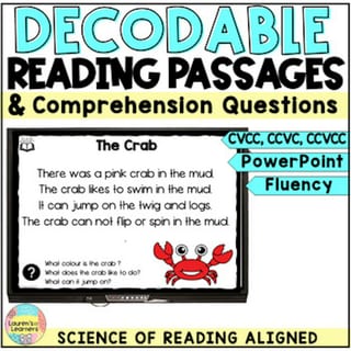 CVCC, CCVCC Decodable Reading Passages and Comprehension Questions Slides - image 1 of 4