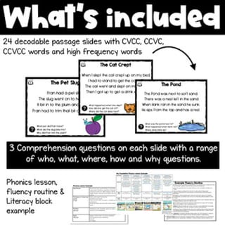 CVCC, CCVCC Decodable Reading Passages and Comprehension Questions Slides - image 2 of 4