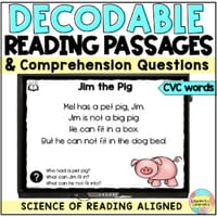 CVC Decodable Reading Passages and Comprehension Questions Slides - Reading fluency - thumbnail 1 of 4