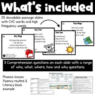 CVC Decodable Reading Passages and Comprehension Questions Slides - Reading fluency - image 2 of 4