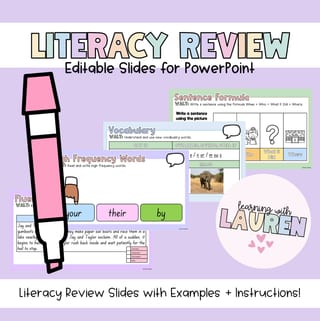 Editable Daily Literacy Review Slides for Use with Mini Whiteboards - image 1 of 2