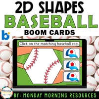 Baseball 2D Shape Recognition and Shape Match - 2D Shape Boom Cards™ for Foundation