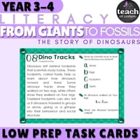 Dinosaur: Reading Comprehension Task Cards for Grade 3-4: Passages and Questions