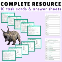 Dinosaur: Reading Comprehension Task Cards for Grade 3-4: Passages and Questions - thumbnail 3 of 5