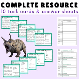 Dinosaur: Reading Comprehension Task Cards for Grade 3-4: Passages and Questions - image 3 of 5