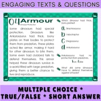 Dinosaur: Reading Comprehension Task Cards for Grade 3-4: Passages and Questions - thumbnail 4 of 5