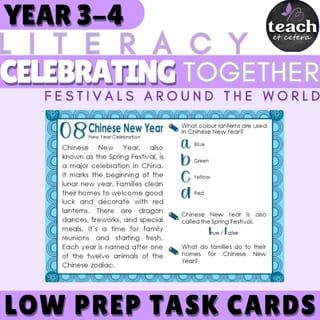 Festivals: Reading Comprehension Task Cards for Grade 3-4: Passages and Questions - image 1 of 5