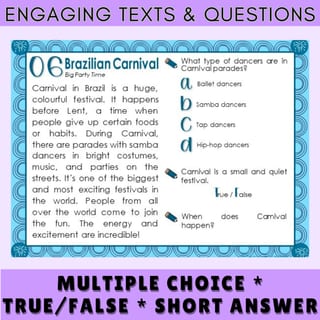 Festivals: Reading Comprehension Task Cards for Grade 3-4: Passages and Questions - image 4 of 5