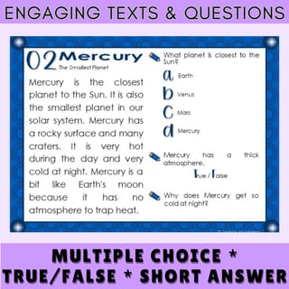 The Solar System: Reading Comprehension Task Cards for Grade 3-4: Passages and Questions - image 4 of 5