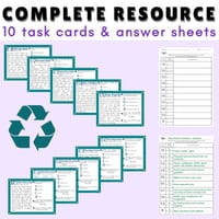 Recycling: Reading Comprehension Task Cards for Grade 3-4: Passages and Questions - thumbnail 3 of 5