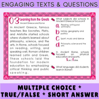 History of Schools: Reading Comprehension Task Cards for Grade 3-4: Low Prep Passages and Questions - image 4 of 5