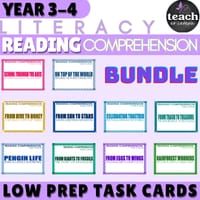 Reading Comprehension Task Cards Grades 3 & 4 BUNDLE!!