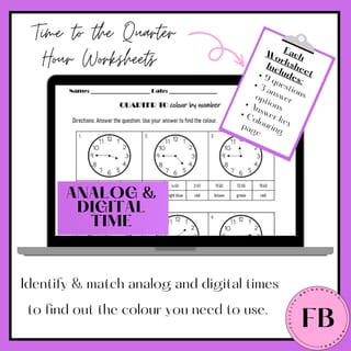 Year 2 ICP | Quarter Past & To Hour | ACARA v9 | Colour by Number - image 5 of 7