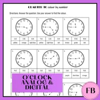 Year 2 ICP | Quarter Past & To Hour | ACARA v9 | Colour by Number - thumbnail 6 of 7