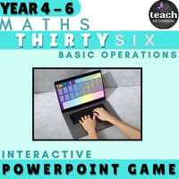 Digital PowerPoint Interactive Math Game for Practicing Basic Operations - Years 4-6