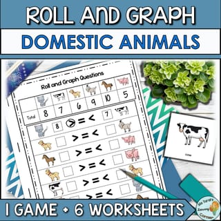 Roll and Graph Game and Worksheets Freebie | Domestic Animals - image 1 of 4
