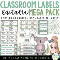 Australian Animal Editable Classroom Labels MEGA Pack - For all grades