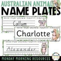 Australian Animal Student Desk Name Plates - Editable Desk Name Tags - thumbnail 1 of 4