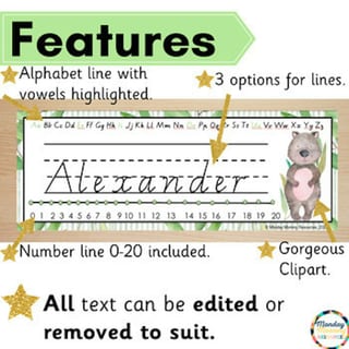 Australian Animal Student Desk Name Plates - Editable Desk Name Tags - image 2 of 4