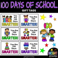 100 DAYS OF SCHOOL GIFT CARDS/TAGS, 100 DAYS SMARTER, COLOURED - thumbnail 1 of 8