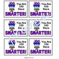 100 DAYS OF SCHOOL GIFT CARDS/TAGS, 100 DAYS SMARTER, COLOURED - thumbnail 3 of 8