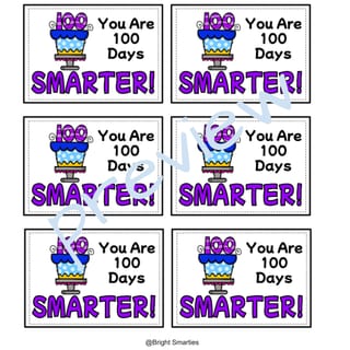 100 DAYS OF SCHOOL GIFT CARDS/TAGS, 100 DAYS SMARTER, COLOURED - image 3 of 8