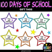 100 DAYS OF SCHOOL STAR GIFT CARDS/TAGS, 100 DAYS SMARTER, COLOURED - thumbnail 1 of 8