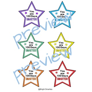 100 DAYS OF SCHOOL STAR GIFT CARDS/TAGS, 100 DAYS SMARTER, COLOURED - image 2 of 8
