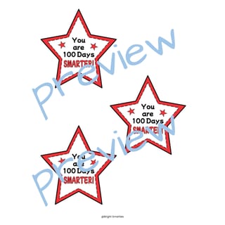 100 DAYS OF SCHOOL STAR GIFT CARDS/TAGS, 100 DAYS SMARTER, COLOURED - image 4 of 8
