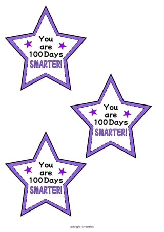 100 DAYS OF SCHOOL STAR GIFT CARDS/TAGS, 100 DAYS SMARTER, COLOURED - image 5 of 8