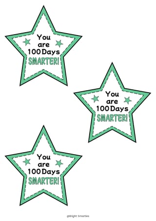 100 DAYS OF SCHOOL STAR GIFT CARDS/TAGS, 100 DAYS SMARTER, COLOURED - image 6 of 8